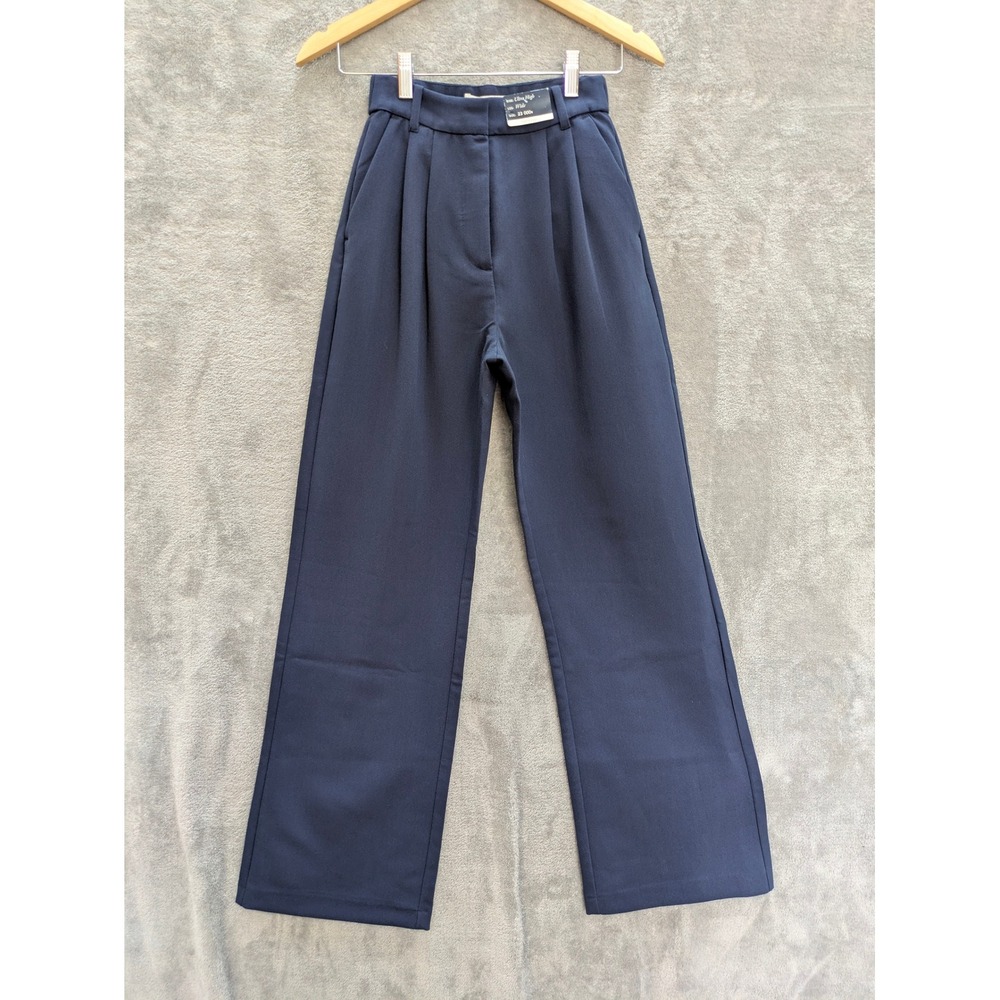 Dark Academia Wide Leg Trousers Womens 23 000R Abercrombie Curve Love Navy Blue
